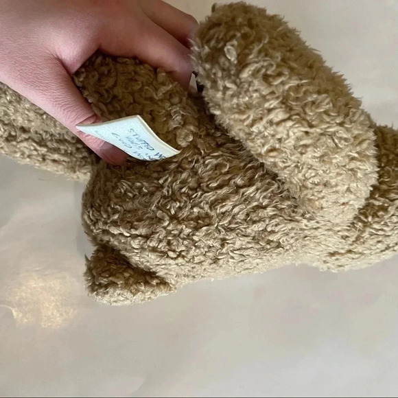 Build A Bear Workshop 15" Curly Tan Teddy Bear Black Leather Paws Retired 1997 - Picture 5 of 9